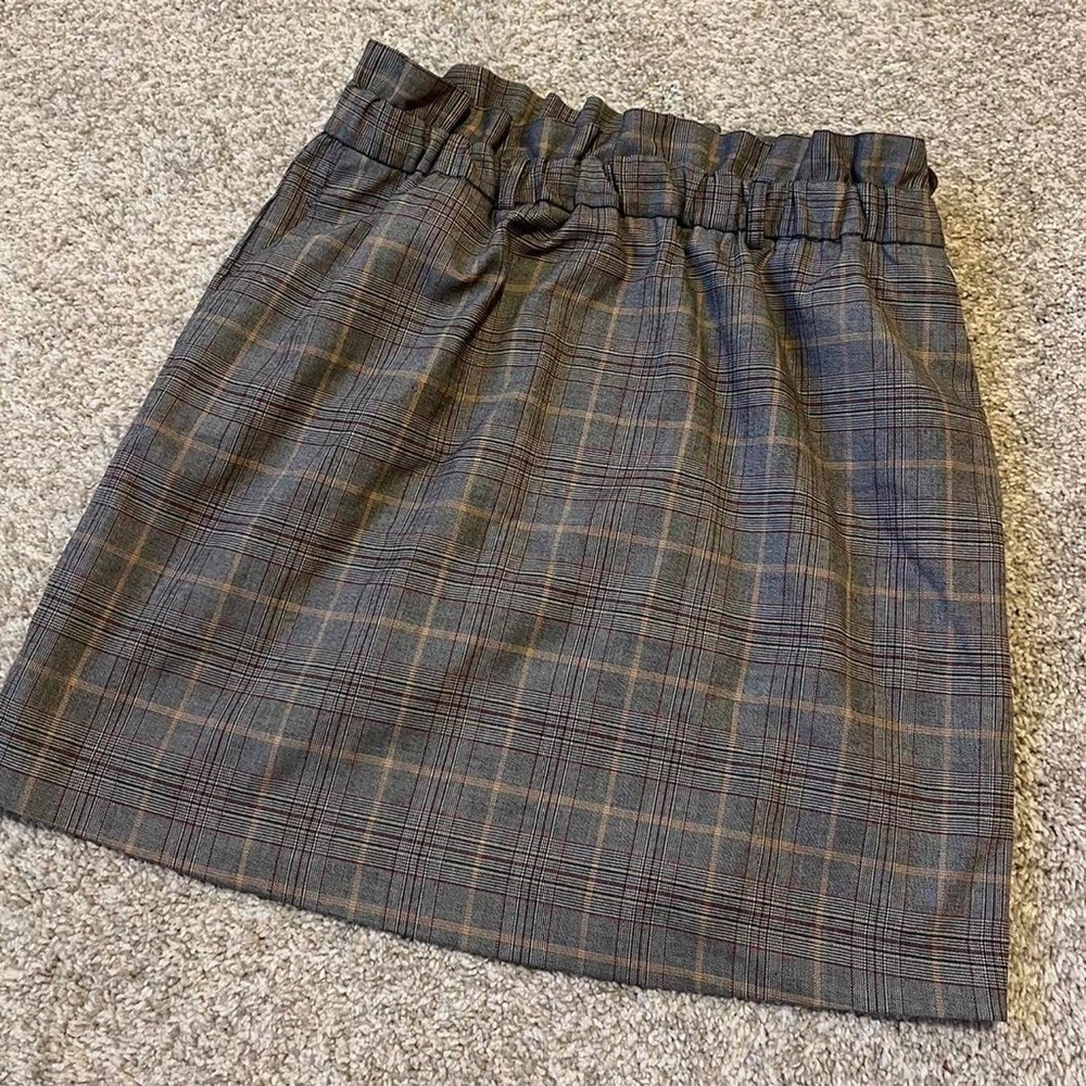 Express plaid ruffled waist mini skirt